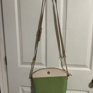 Stylish Green and Cream Crossbody Bag